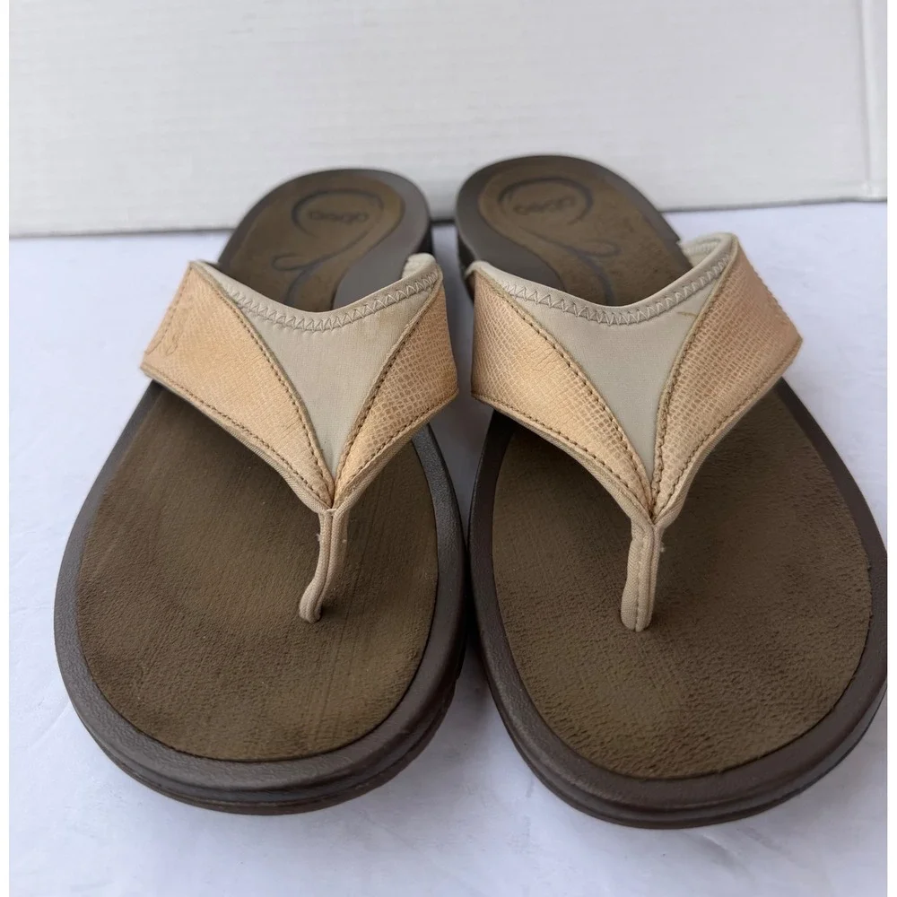 Abeo B.I.O. System Cream Beige Comfort Flip Flop Thong‎ Sandals Sz 9